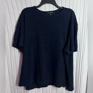 Banana Republic Navy Short Sleeve Linen Top